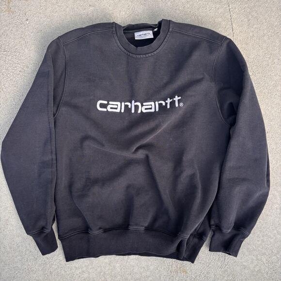 Carhartt WIP Logo Crewneck Black Small Workwear Streetwear Skate Vintage USA - Picture 1 of 7